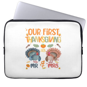 Our First Thanksgiving Mr And Mrs Couple Married 2 Laptop Sleeve