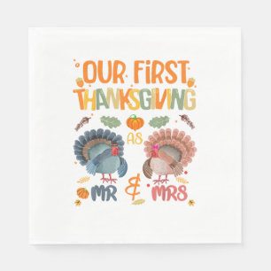 Our First Thanksgiving Mr And Mrs Couple Married 2 Napkin