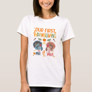 Our First Thanksgiving Mr And Mrs Couple Married 2 T-Shirt