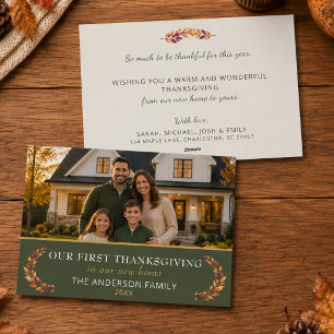 Our First Thanksgiving New Home Family Photo Card