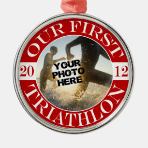 Our First Triathlon Metal Ornament
