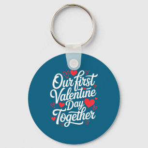 Our first valentine day together couple matching h key ring