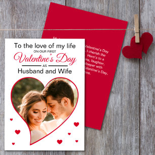 Our First Valentine’s as Husband & Wife Red Photo Holiday Card