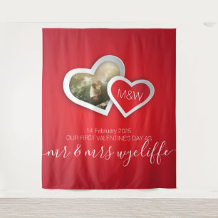 Our First Valentine’s Day as Mr & Mrs Heart Photo Tapestry