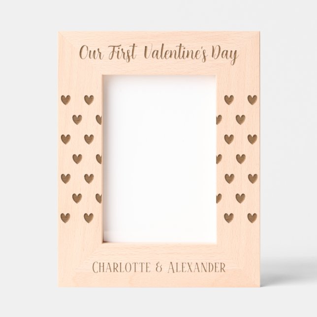 Our First Valentine's Day Heart Etched Frames (Front)
