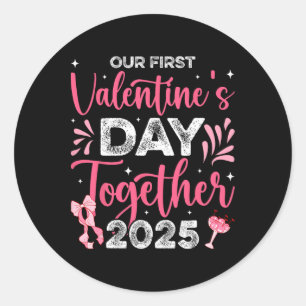 Our First Valentines Day Together 2025 Husnd Wife Classic Round Sticker