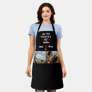 Our First Valentine's Day Together 2 Photos Black Apron