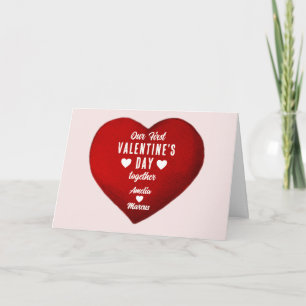 Our First Valentine's Day Together Heart Couple  Holiday Card