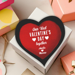 Our First Valentine's Day Together Red Heart Heart Sticker