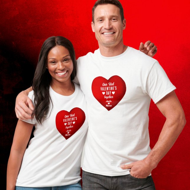 Our First Valentine's Day Together Red Heart T-Shirt (Creator Uploaded)