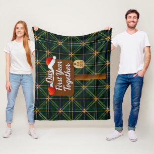 Our First Year Together 2025 Wooden Sign Fleece Blanket