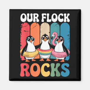Our Flock Rocks Cute Penguin Family Love Summer Magnet
