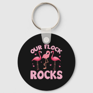 Our Flock Rocks Family Flamingo Matching Summer Va Key Ring