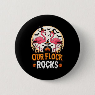 Our Flock Rocks Flamingo Halloween Costume Matchin 6 Cm Round Badge