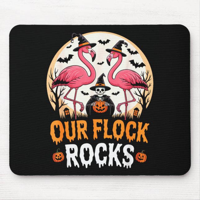Our Flock Rocks Flamingo Halloween Costume Matchin Mouse Pad (Front)