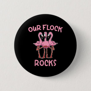 Our Flock Rocks Flamingo Matching Family Vacation  6 Cm Round Badge