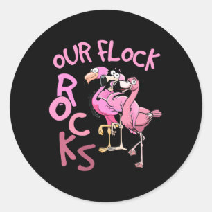 Our Flock Rocks Flamingo Matching Family Vacation Classic Round Sticker