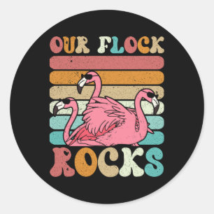 Our Flock Rocks Flamingo Matching Family Vacation  Classic Round Sticker