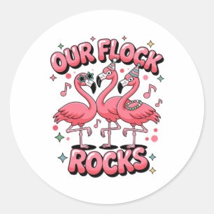Our Flock Rocks Flamingo Matching Family Vacation Classic Round Sticker