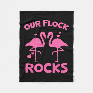 Our Flock Rocks Flamingo Matching Family Vacation  Fleece Blanket