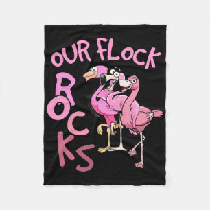 Our Flock Rocks Flamingo Matching Family Vacation  Fleece Blanket