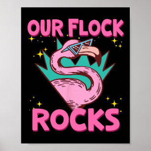 Our Flock Rocks Flamingo Matching Family Vacation Poster