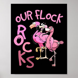 Our Flock Rocks Flamingo Matching Family Vacation  Poster