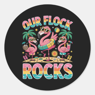 Our Flock Rocks Flamingo Summer Vacation Family Classic Round Sticker