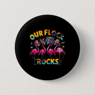 Our Flock Rocks Flamingo Summer Vacation Family Ma 6 Cm Round Badge