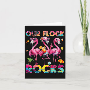 Our Flock Rocks Flamingo Summer Vacation Family Ma Card