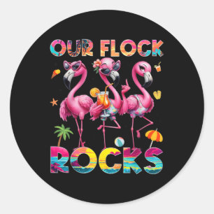 Our Flock Rocks Flamingo Summer Vacation Family Ma Classic Round Sticker