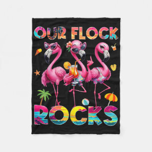 Our Flock Rocks Flamingo Summer Vacation Family Ma Fleece Blanket