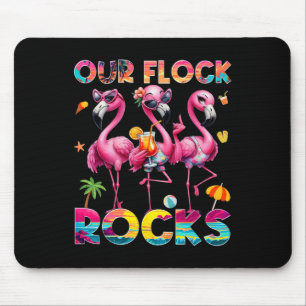 Our Flock Rocks Flamingo Summer Vacation Family Ma Mouse Pad