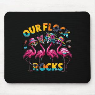 Our Flock Rocks Flamingo Summer Vacation Family Ma Mouse Pad