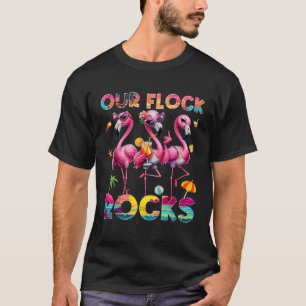 Our Flock Rocks Flamingo Summer Vacation Family Ma T-Shirt