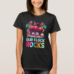 Our Flock Rocks Flamingo Summer Vacation Family Ma T-Shirt
