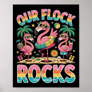 Our Flock Rocks Flamingo Summer Vacation Family Poster