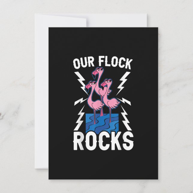 Our Flock Rocks Flamingo Whisperer Pink Feather Bi Invitation (Front)