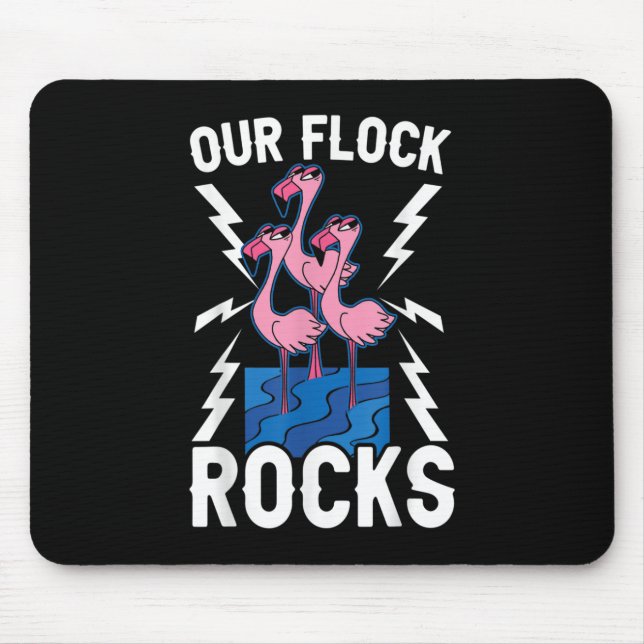 Our Flock Rocks Flamingo Whisperer Pink Feather Bi Mouse Pad (Front)