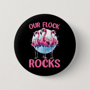 Our Flock Rocks Flamingos Lover Family Vacation Gr 6 Cm Round Badge