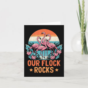 Our Flock Rocks Flamingos Lover Family Vacation Gr Card