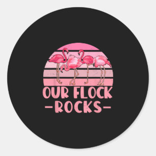Our Flock Rocks Flamingos Lover Family Vacation Gr Classic Round Sticker