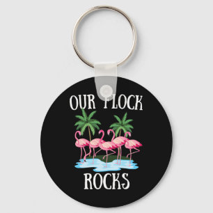 Our Flock Rocks Flamingos Lover Family Vacation Gr Key Ring