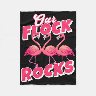 Our Flock Rocks Funny Flamingo Matching Family Vac Fleece Blanket