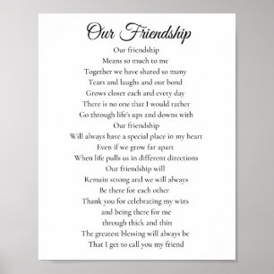 Our Friendship Best Friend Poem Poster