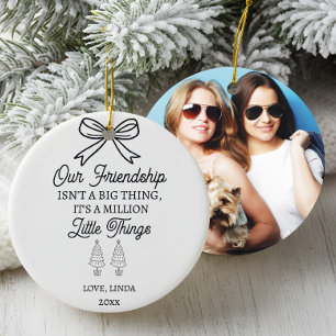 Our Friendship Quote Custom Photo Christmas Ceramic Ornament