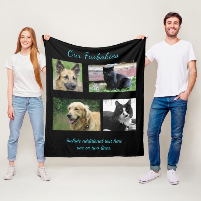 Our Furbabies Pets Four Photo Template Blanket (In Situ)