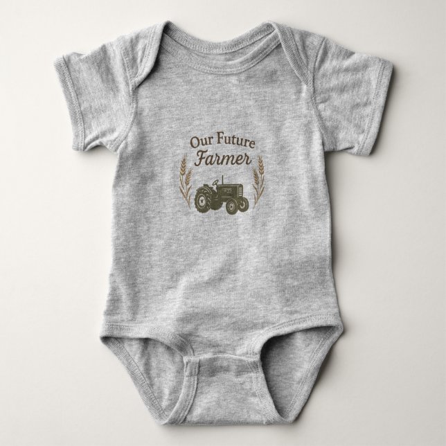 Our Future Farmer | Rustic Farm Baby Bodysuit (Front)