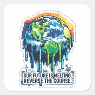 Our Future is Melting Global Warming Awareness Square Sticker