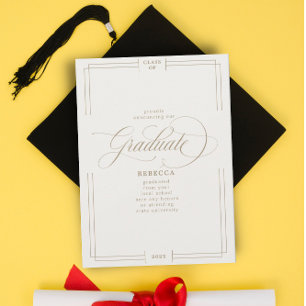 Our Graduate Classic Script Gold Graduation Announcement